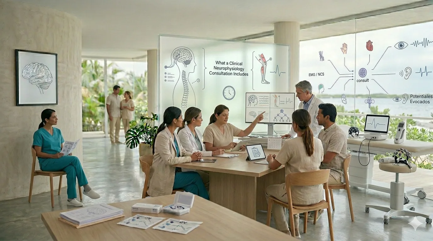 Neurofisiólogo clínico para pacientes que requieren estudios de conducción nerviosa en Cancún, Q.R.